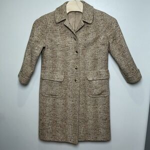 VTG Warren Of Stafford 100% Wool Tweed Coat Women's USA Made *see measurements*